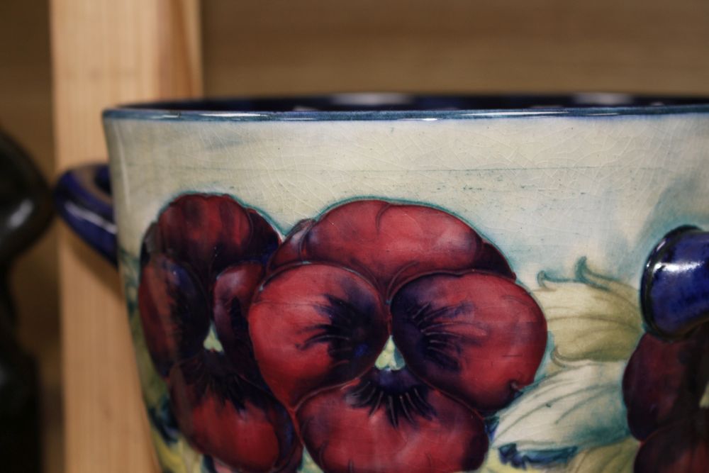 A William Moorcroft Pansy jardiniere, c.1915, H. 18.5cm